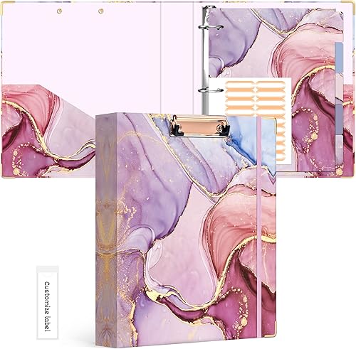 Miniatura 35 de Ospelelf Carpeta de 3 anillos de 1 pulgada, bonitas carpetas para documentos de tamaño carta (11 x 8.5 pulgadas) con 5 separadores de pestañas