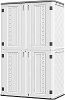 Vista 16 de HOMSPARK Cobertizo de almacenamiento exterior resistente a la intemperie de 47 pies cúbicos, multifuncional Cobertizos de almacenamiento de resina