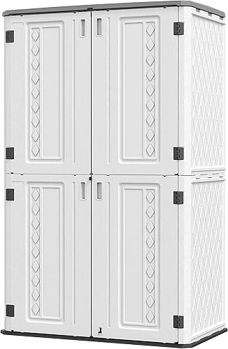 Miniatura 7 de HOMSPARK Cobertizo de almacenamiento de resina para exteriores, 52 pies cúbicos, cobertizo de almacenamiento de herramientas de jardín con puerta