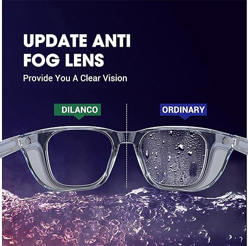 Miniatura 4 de DILANCO Gafas de seguridad transparentes con protectores laterales para mujeres y hombres, resistentes a la niebla y a los arañazos, protección UV