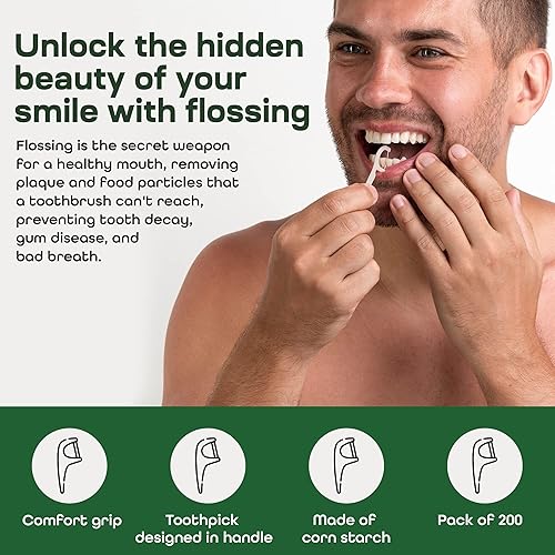 Miniatura 6 de rebEarth Púas de hilo dental natural, púas dentales para el cuidado bucal con palillos de dientes con sabor a menta, hilo dental y palillos de