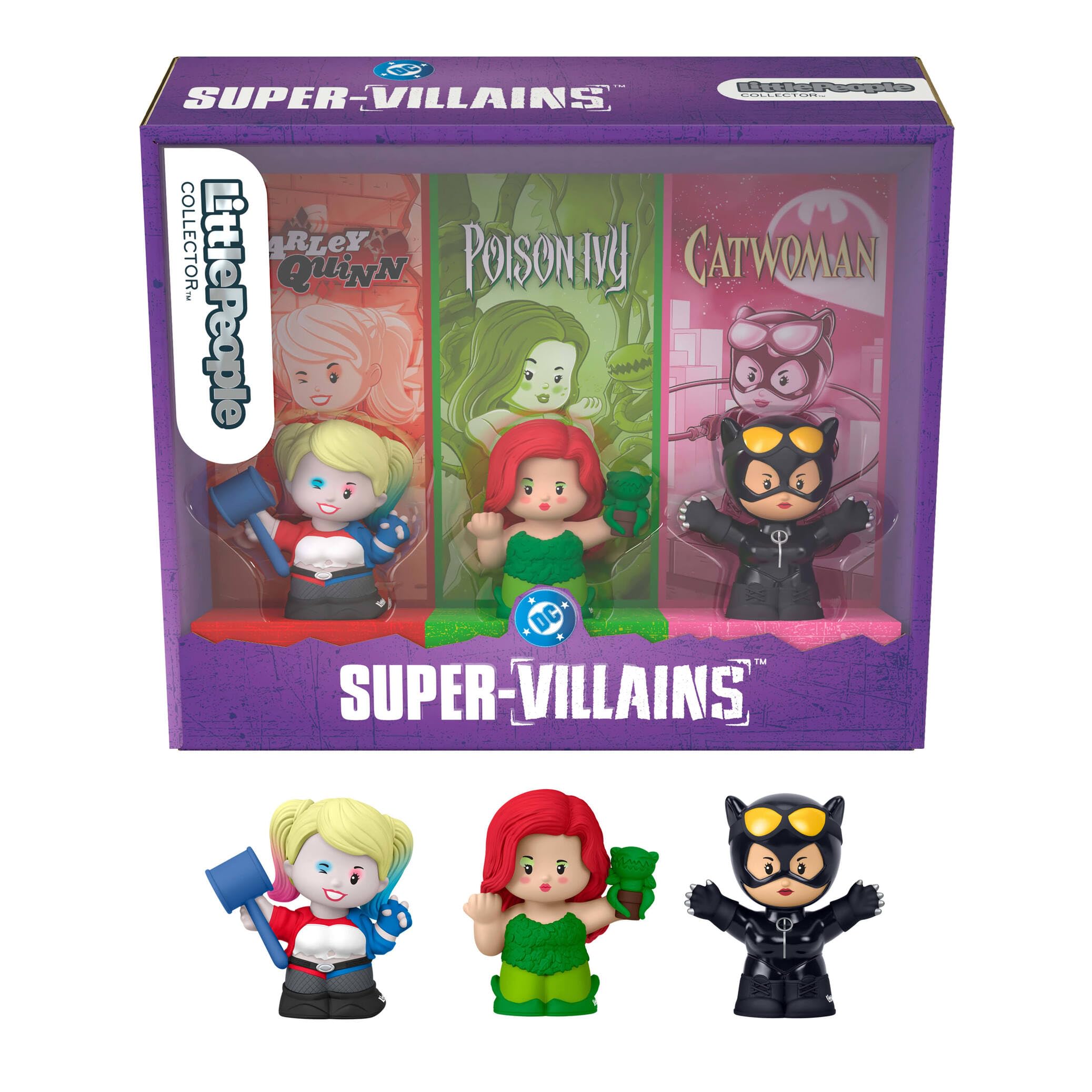 Little People Collector DC Super-Villains Special Edition Set for Comic Book Fans 3 Figures in a Display Package, JKR80