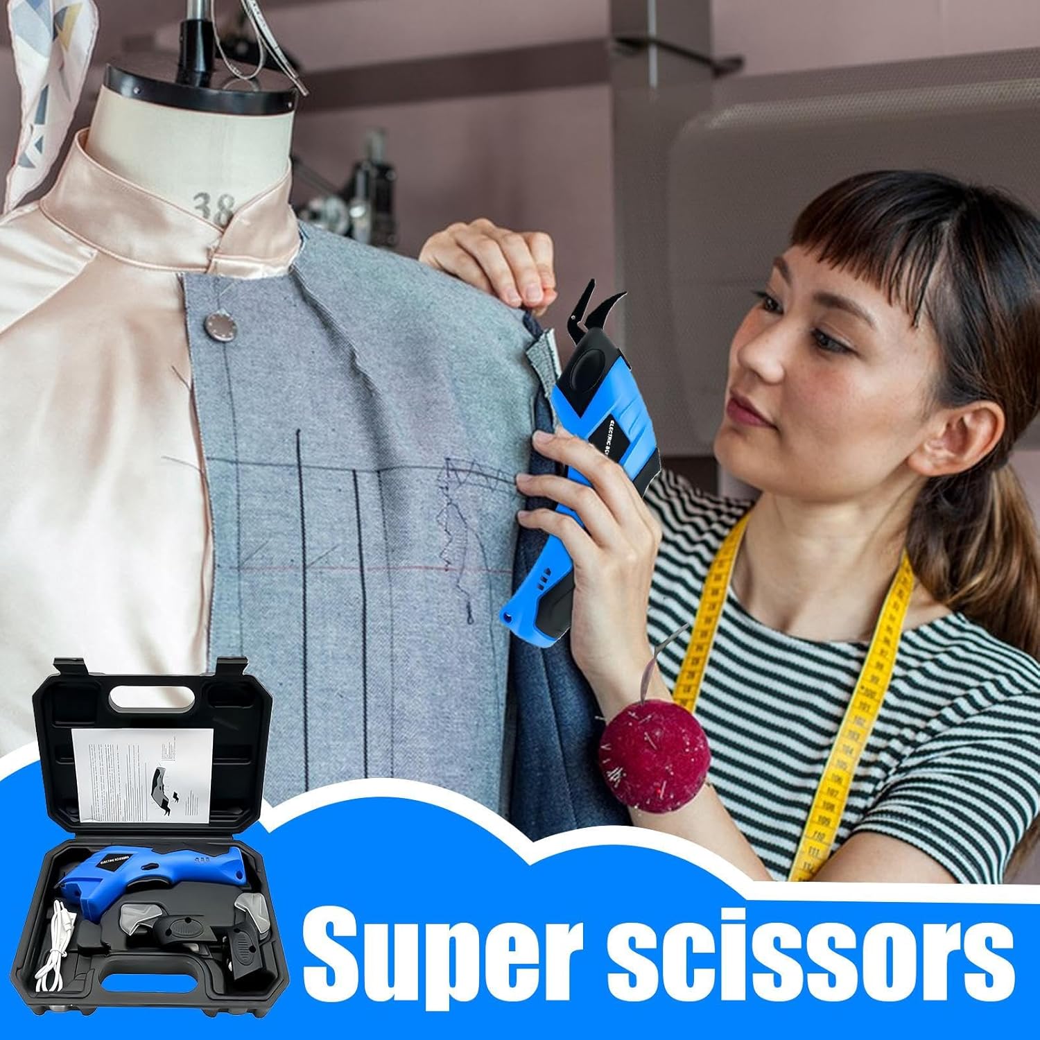 Electric Scissors - Rechargeable Cutter Tool - Cordless Cardboard Cutter | for Kitchen Home Garden Workplace Fabric Leather Paper Carton Carpet Foam