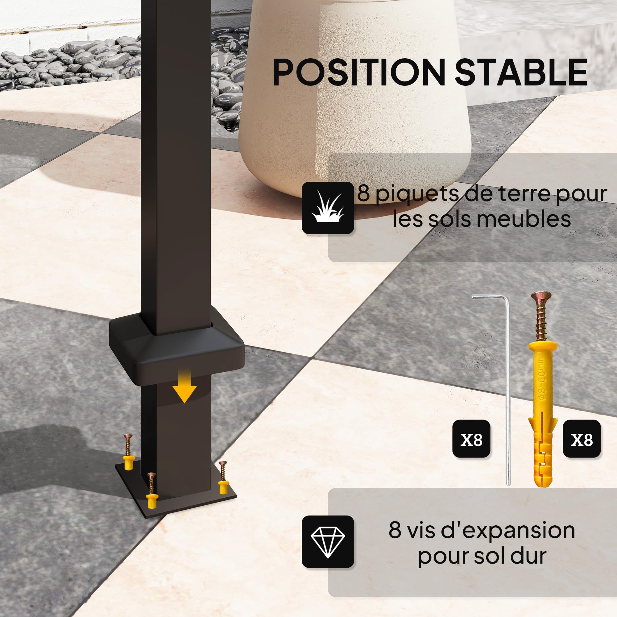 Outsunny Tonnelle de Barbecue Abri Double-Toit Rigide 244x184x258cm Noir