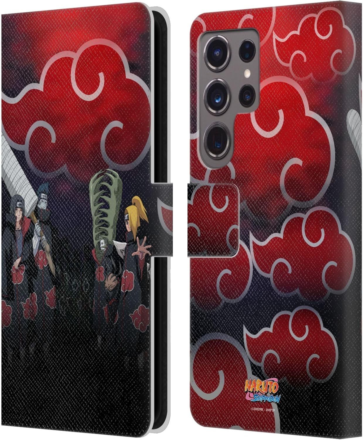 Head Case Designs Officially Licensed Naruto Shippuden Akatsuki Key Art Leather Wallet Case Compatible with Samsung Galaxy S24 Ultra 5G