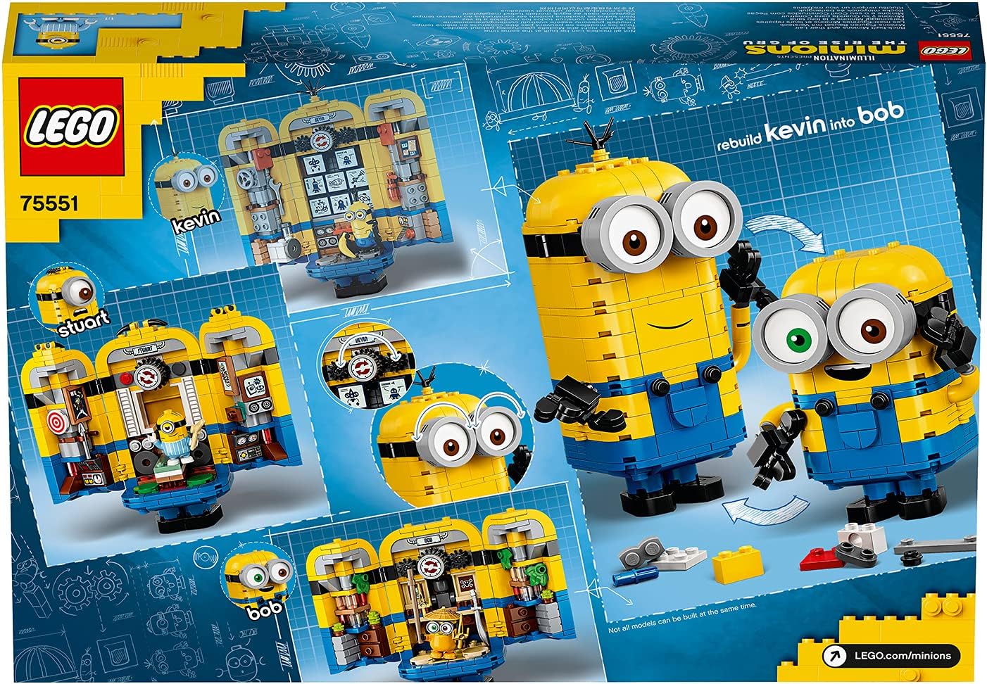 LEGO Minions: The Rise of Gru: Brick-Built Minions and Their Lair (75551) Building Set for Kids, Great Birthday Present for Kids Who Love Minions, Kevin, Bob and Stuart (876 Pieces)