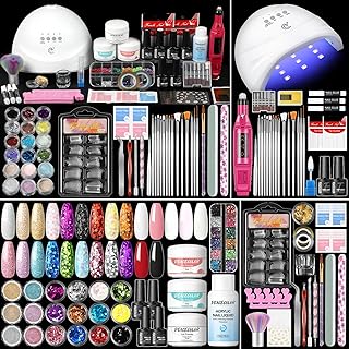 Peacecolor Acrylic Nail Kit for Beginners with Everything ,Professional Nail Kit Acrylic Set with Drill U V Light 21Pc Glitter Powder Gel Polish Decorations Gel Nail Gift Set for Home Salon