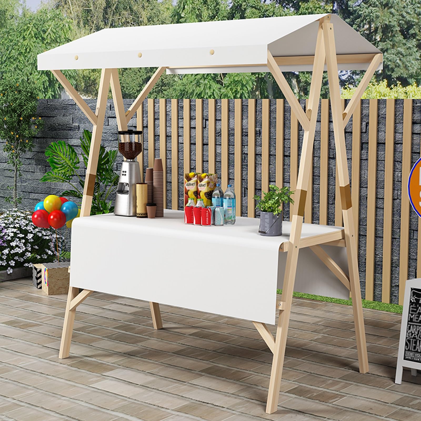 Carrito Plegable para vendedores ambulantes con toldo, quiosco móvil para Venta Ambulante, Carrito Expositor para Puestos de Comida en mercados callejeros, Festivales y Eventos, Estante Port