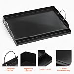 Onlyfire Universal BBQ Griddle with Handles for Charcoal/Gas Grills, Ceramic Coated Non-Stick Flat Top Griddle for Outdoor Cooking, 23" x 16"