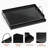 Vista 3 de Onlyfire Plancha universal para barbacoa con asas para la mayoría de las parrillas, parrilla antiadherente con revestimiento de cerámica