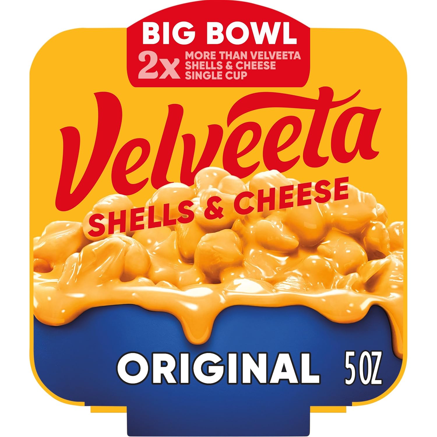 Velveeta Shells Cheese Original Shell Pasta with 2X the Creamy Shells Big Bowl Microwave Meal 5 oz Tray
