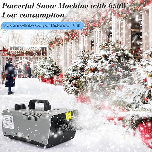 Miniatura 4 de Máquina de nieve artificial de 650 W para exteriores, con certificación ETL, portátil, para niños, fiestas, escenarios, Navidad, cumpleaños, bodas,