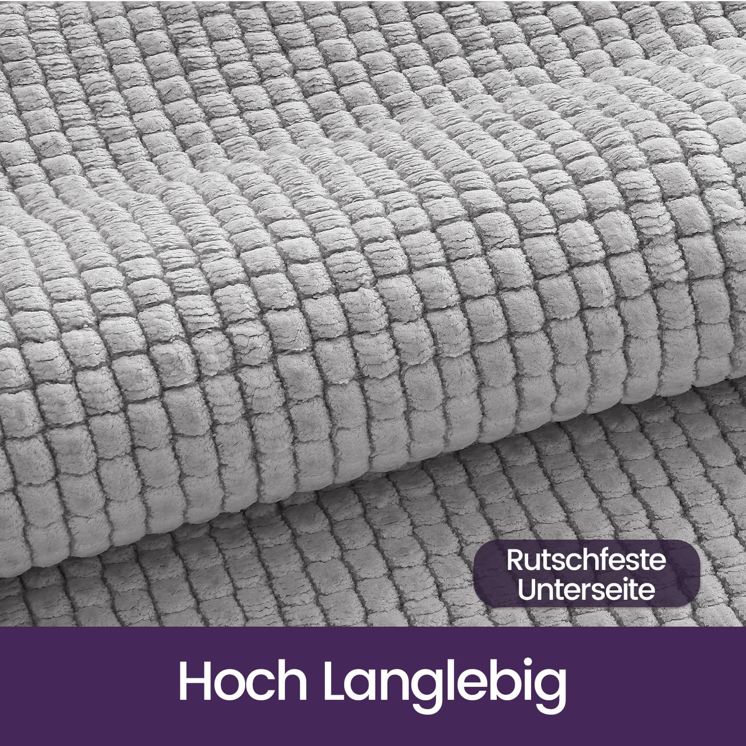 DEXI Badezimmerteppich Set 2 Teilig, weicher Badematte aus Chenille Saugfähig, rutschfest waschbar Badematten & Badteppiche für Dusche, Badezimmer, Waschküche, 60 x 90 cm + 60 x 90 cm, Grau