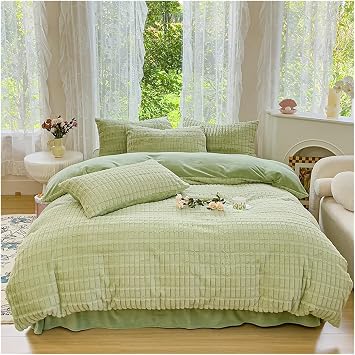 Bed, Bedding Sets Soft and Warm Velvet Scrunchy Bedding Winter Plush Duvet Cover Bedspread Pillowcase Set Blanket Sheet Set