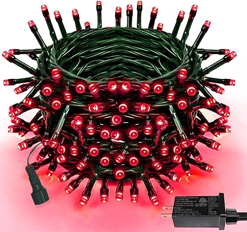 Luces LED rojas de Navidad mejoradas de 75.8 pies, 200 luces LED rojas para interiores y exteriores, función de memoria, temporizador y 8 modos,