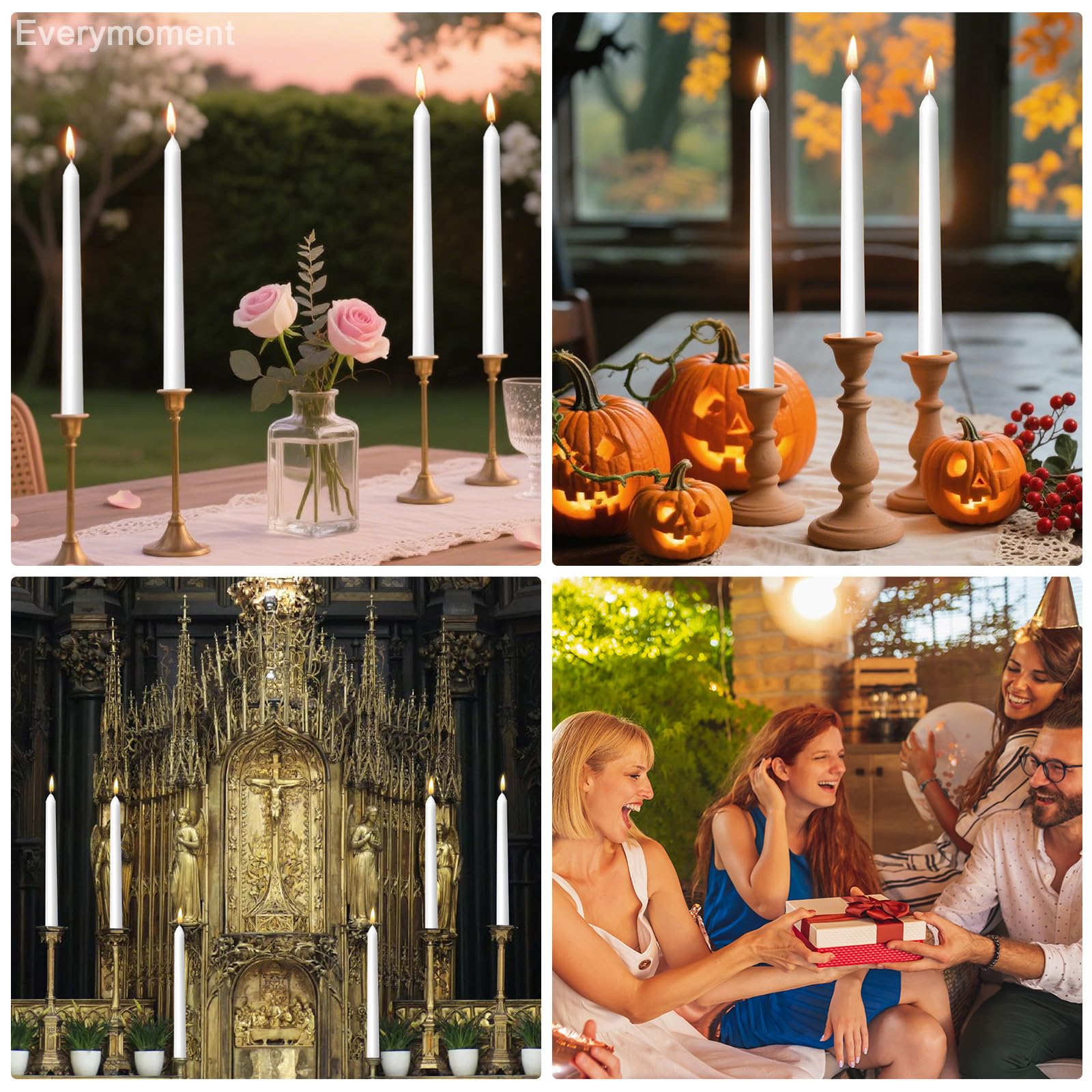 Best White Candle Picks for 2026: Vetted & Ranked 5 Everymoment White Taper Candles - 4 Pack 10 Inch Candlesticks - Dripless & Smoke — product photo