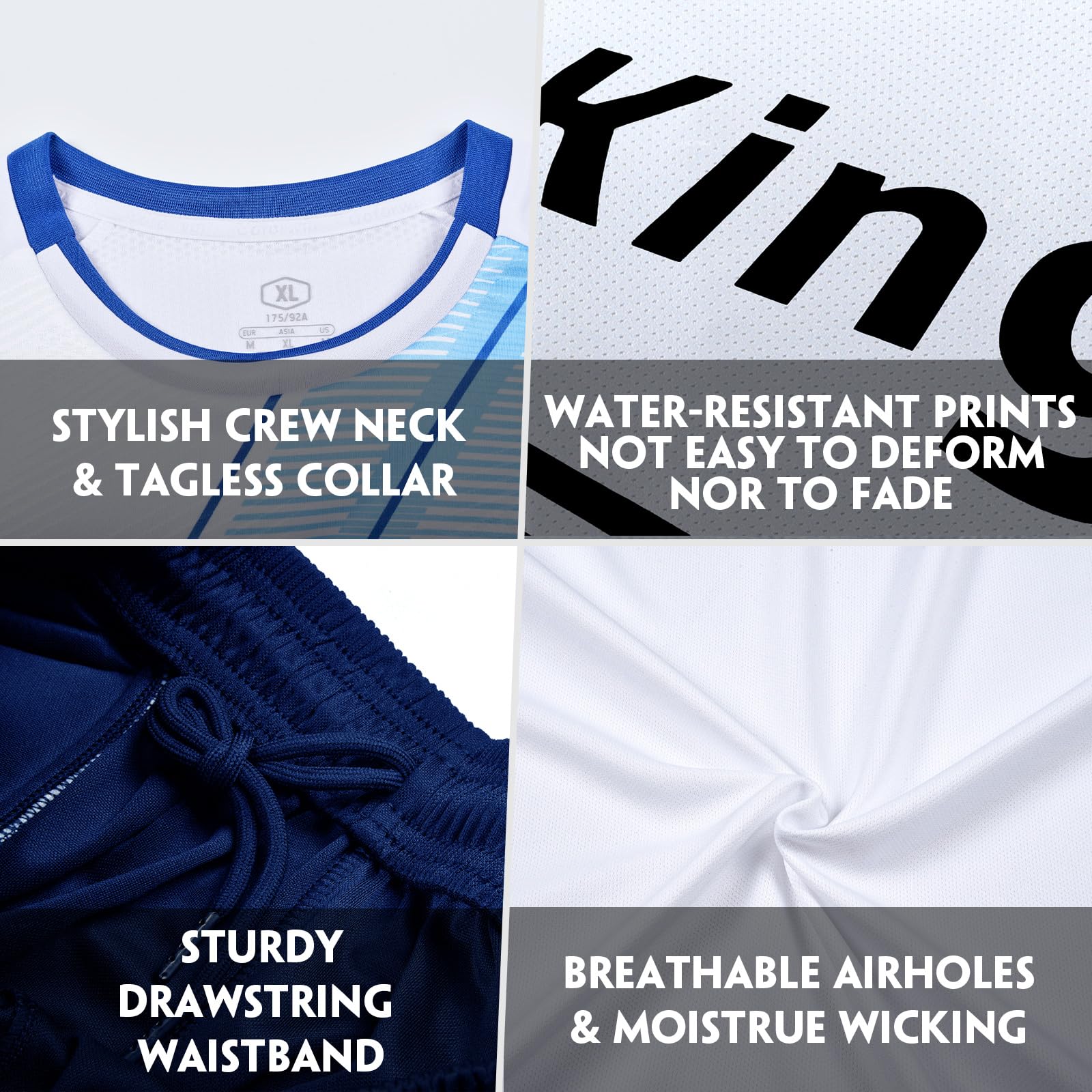 LAIFU Custom Adult Soccer Jersey, Personalized Name Team Name Number Logo Soccer Jersey White