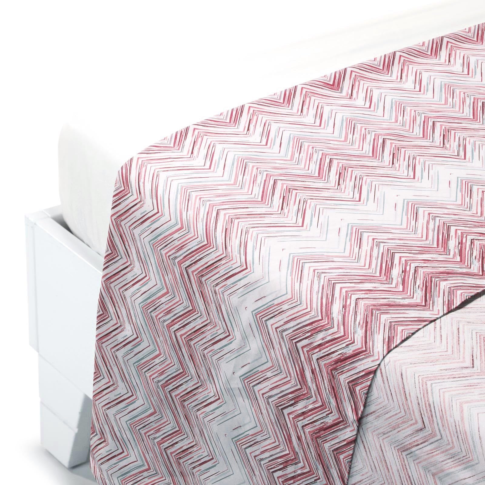 Drap de dessus bleu clair en coton pour lit simple Caleffi 80276