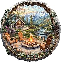 Aeekdook Outdoor Bonfire 3D Wooden Puzzle for Adults - 200 Unique Animal Shape Pieces, Eco-Friendly Jigsaw, Ideal Valentine Family Gift (11.4x11.2in)