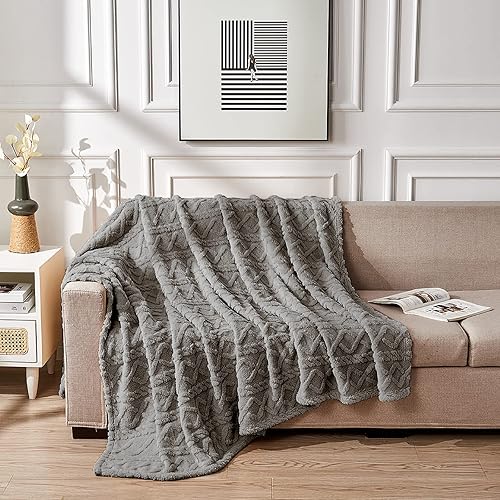 Miniatura 3 de Edenleaf Manta de forro polar, acogedora y cálida, manta peluda de felpa gruesa y esponjosa, súper suave, esponjosa, cálida, de felpa para sala de