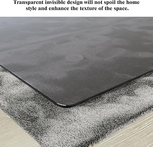 Miniatura 7 de Koonmi Tapete para silla de vidrio templado para suelos de madera dura y alfombras, 30 x 48 pulgadas, color gris, protector de piso de oficina