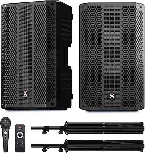 Sistema de altavoces PA de 12 pulgadas con Bluetooth - Altavoces portátiles dobles para DJ con soportes, sonido estéreo de rango completo para