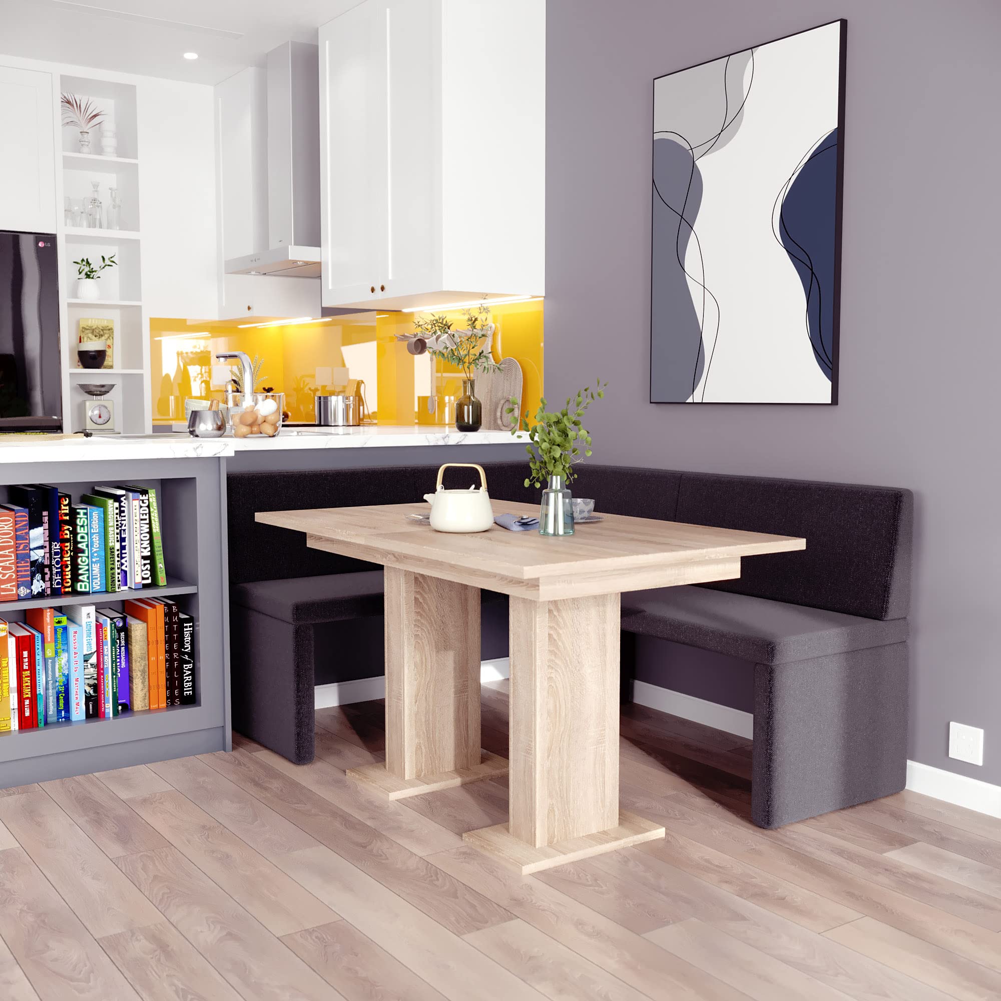 FURNISTAR Eckbank AKIKO mit Tisch - Eckbankgruppe für Ihrem Esszimmer, Küche modern, Sitzecke, Essecke. Perfekt für Küche, Büro und Rezeption. Solide und starke Verarbeitung (INARI 100, 168x128 links)