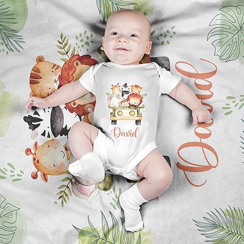 Miniatura 2 de ZouZou Mantas de bebé personalizadas con nombre, mantas de bebé personalizadas para niños, manta de bebé safari, el mejor regalo para bebé, recién