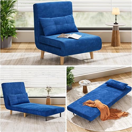 Miniatura 12 de Aiho Silla Cama Convertible 3 en 1, Silla Cama Futon Sofá Convertible con Respaldo Ajustable, Silla Decorativa para Apartamento/Dormitorio/Oficina