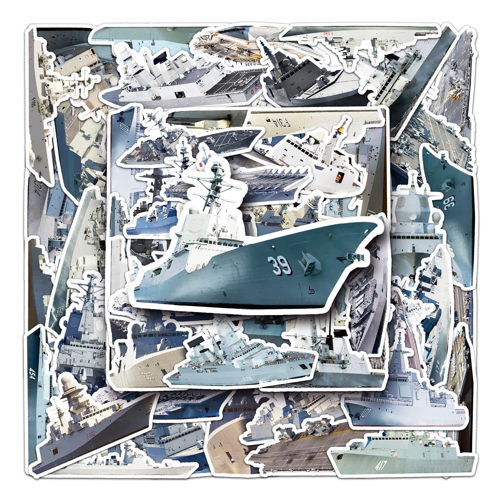 50Pcs Warship Stickers Vinyl Cool Battleship Aircraft Carrier Stickers for Laptop Water Bottle Skateboard Bumper Computer Luggage Cars,Waterproof Navy Ship Stickers for Teens Boys Kids Adults