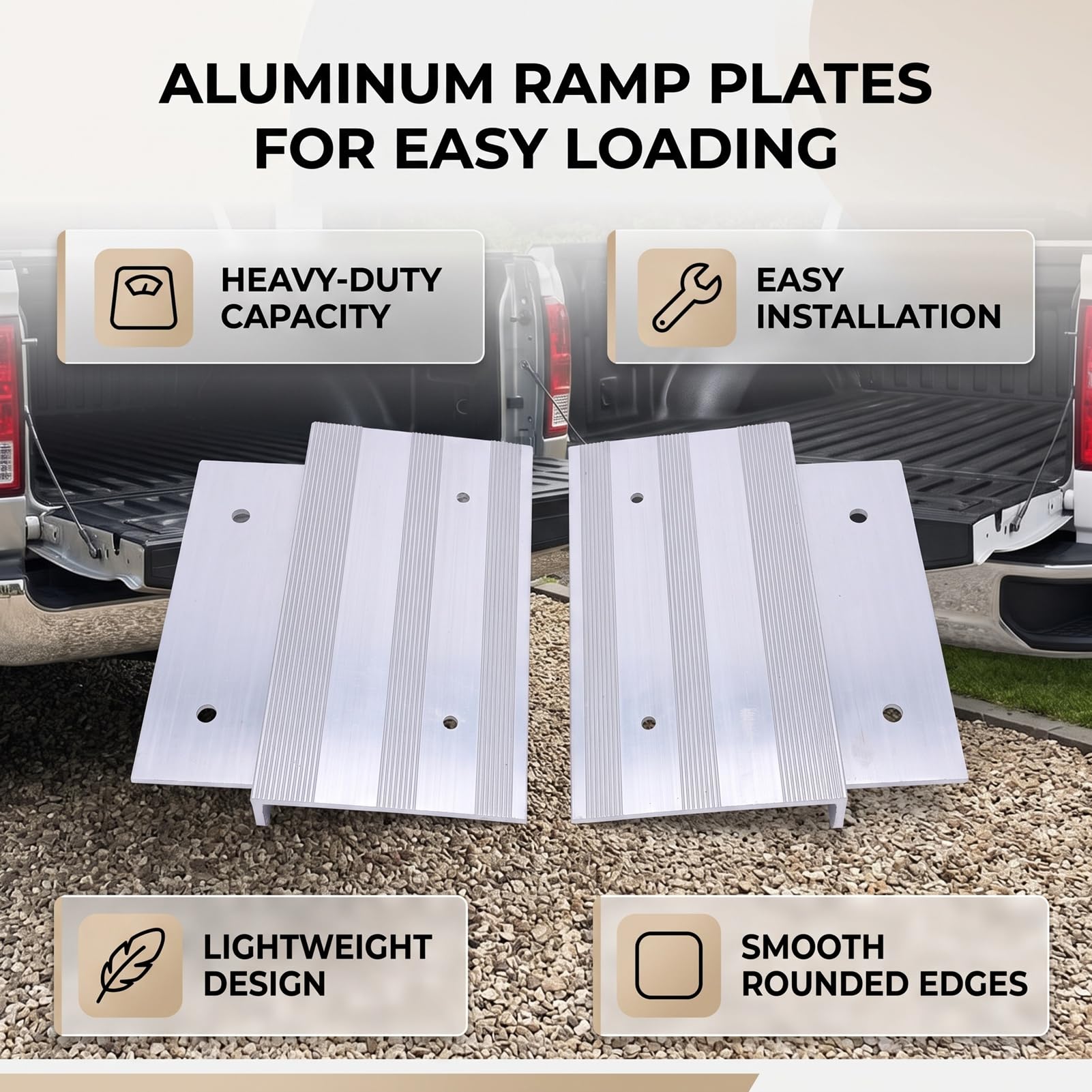 Hyuduo Końce Rampy Załadunkowej, 7,25 Cala, nośność 700 Funtów każda. | Stop Aluminium, Antypoślizgowa Faktura, montaż na śruby, Zestaw Płyt ładunkowych, do Stosowania w Ciężarówkach i