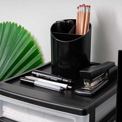 Miniatura 7 de IRIS USA - Organizador de escritorio apilable mediano de 3 cajones, 1 paquete, contenedor de almacenamiento de cajones de plástico para papelería,