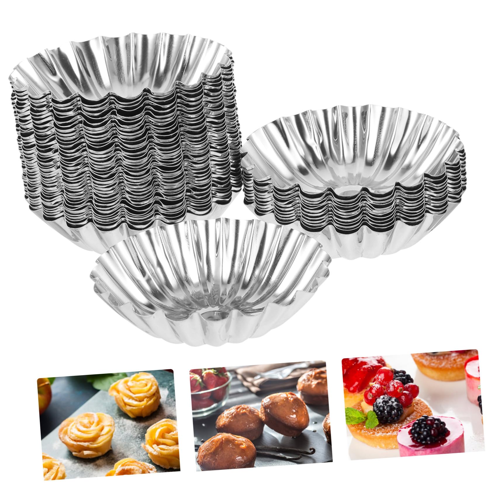50 piezas Molde para Tartaletas de Huevo de Acero Inoxidable Moldes Creativos para Muffins y Pudín Antiadherentes Resistentes Altas Temperaturas para Repostería Casera