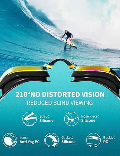 Miniatura 7 de Swim Goggles for Men Women  No Leak Anti-Fog UV HD Wide Vision, Racing & Swimming Goggles Black-Electroplate