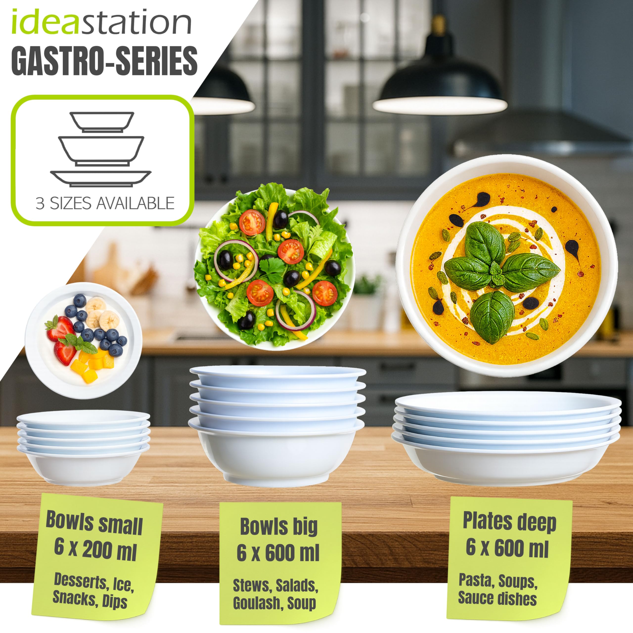 GIDWRIY 18 Pièces Bol Plastique Reutilisable,Bol Enfant Peti Dejeuner Incassablebols A Soupe Plastiquebols A Cerealessaladie