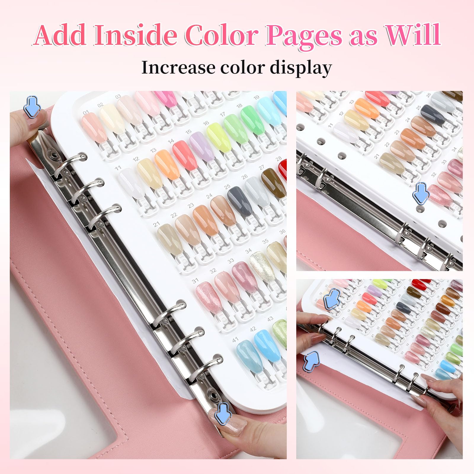 Nail Polish Color Swatch Book with Replacement Tips and Number Labels
