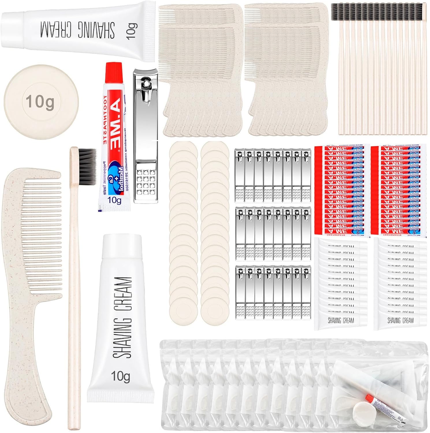 Panitay 100 Sets Disposable Travel Toiletry Kit Hotel Hygiene Kit Disposable Toothbrush Bulk Include Toothpaste Comb Soap for Travel Hotel Homeless Shelter Camping
