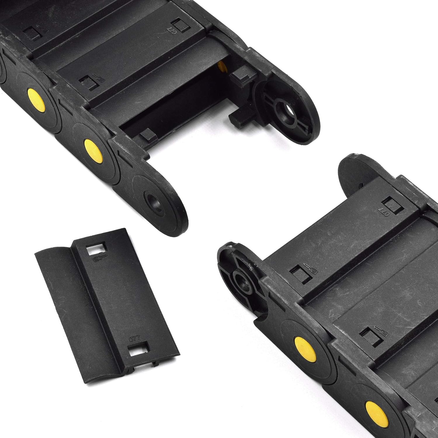 Plastic Drag Chain Cable Carrier Closed Type with End Connectors R150 25 x 77mm L1000mm for Electrical CNC Router Machines