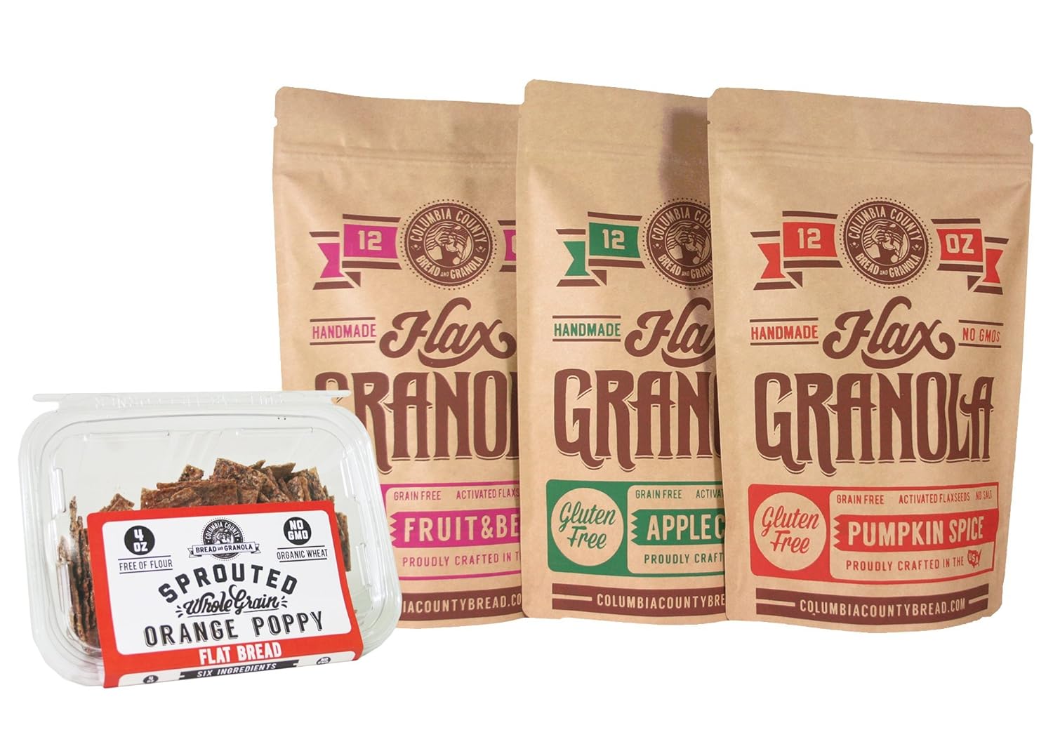 Flax Granola - Variety Pack: Fruit & Berry, Pumpkin Spice, and Apple Cinnamon - with 4 oz Cinnamon Toast Crisps - 12 oz, 3 pack