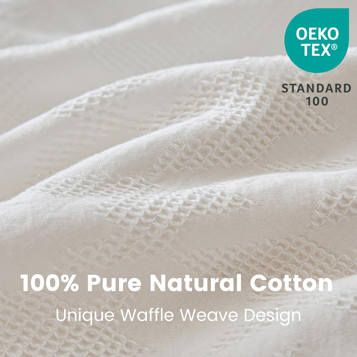 BISELINA 100% Cotton Waffle Weave Duvet Cover Set – Houndstooth Pattern, Soft & Lightweight Farmhouse Bedding, Breathable for All Seasons, 3PCS (1 Duvet Cover & 2 Pillow Shams) – White, King Size