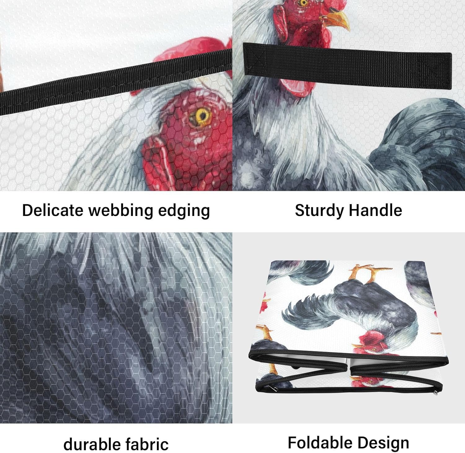 OTVEE Christmas Ornament Storage Box Holiday Decoration Organizer Stores upto 64 Holiday Ornaments Adjustable Dividers Tear-Proof Fabric Watercolor Rooster Floral Decor