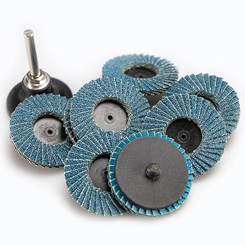 Miniatura 2 de 30 unidades de mini disco de solapa de 2 pulgadas, circonita de alta densidad, con 1 soporte de vástago de 14 de pulgada, para molienda de metal,