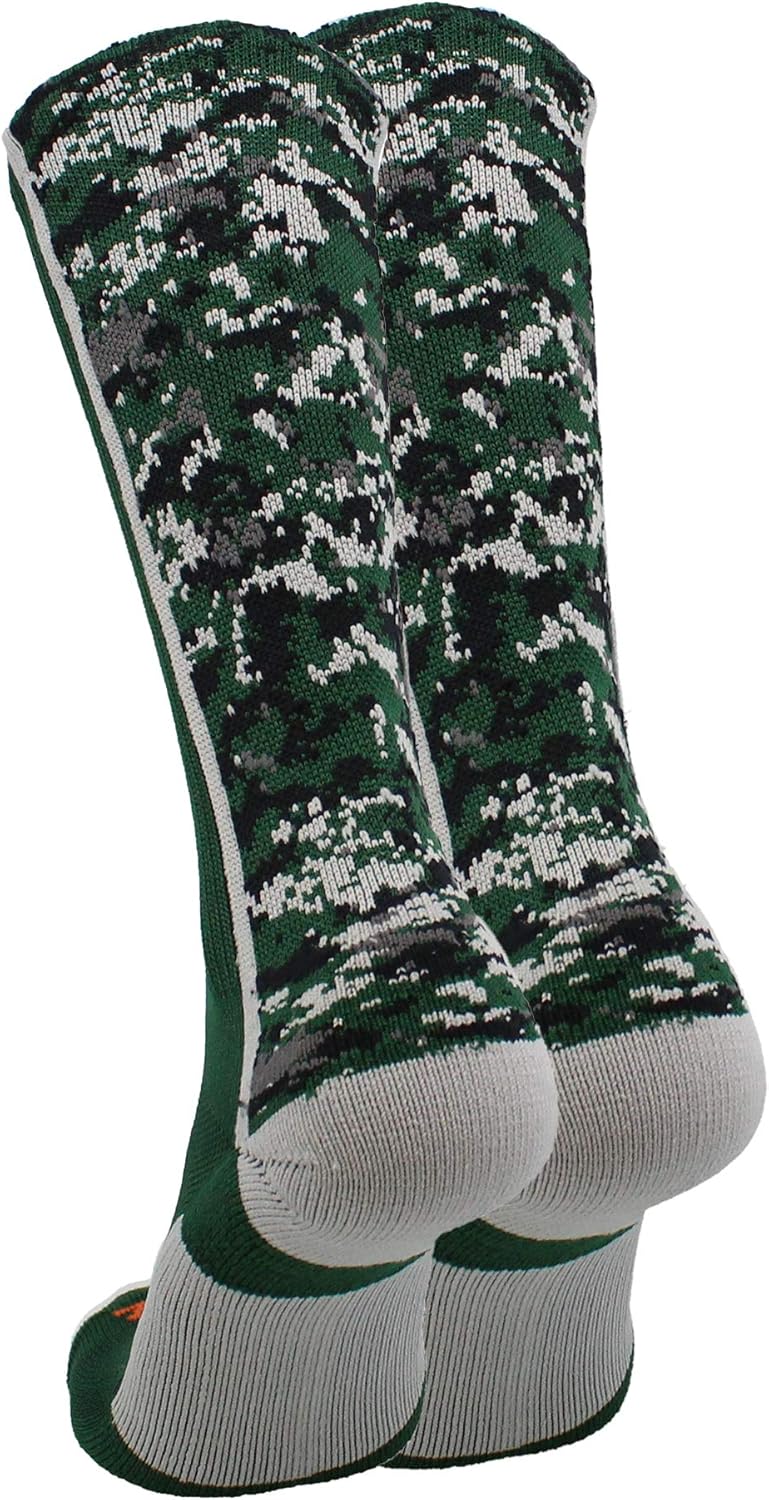 TCK Athletic Crew Socks Digital Camo Football Basketball Lacrosse Dark Green Small