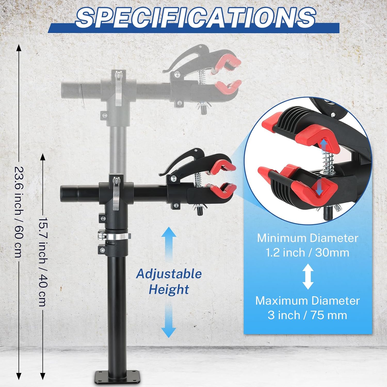 NATGAI Height Adjustable Bike Repair Stand, Bench Mount Bicycle Maintenance Rack Workstand, Adjustable Removable Home Bicycle Maintenance Stand for Road Mountain Bikes (Red)