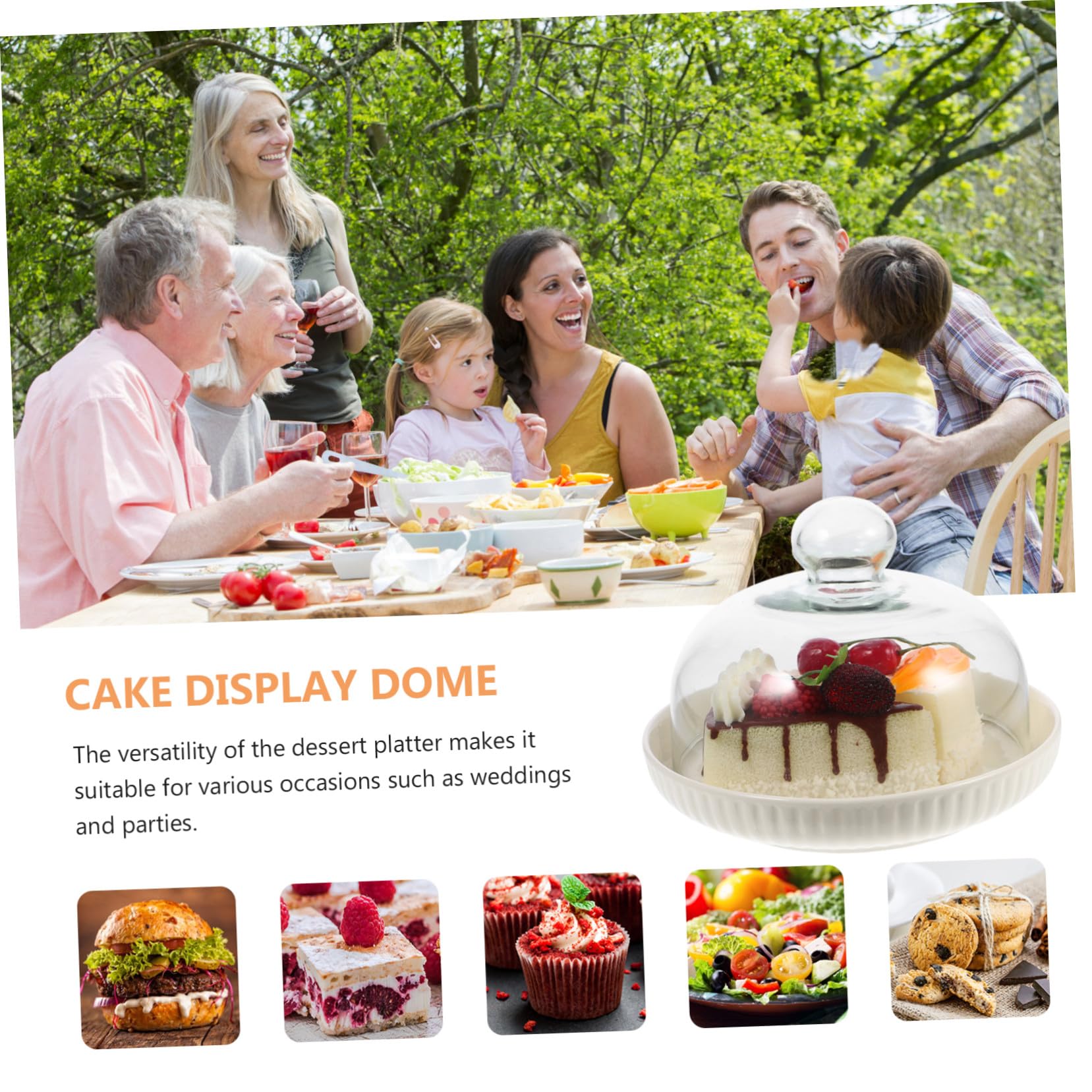 COLLBATH Dessertplatte und Ermöglicht Einfachen Transport Minimalistische aus Keramik und Glas mit Deckel Hält Desserts Frisch für Partys und Hochzeiten