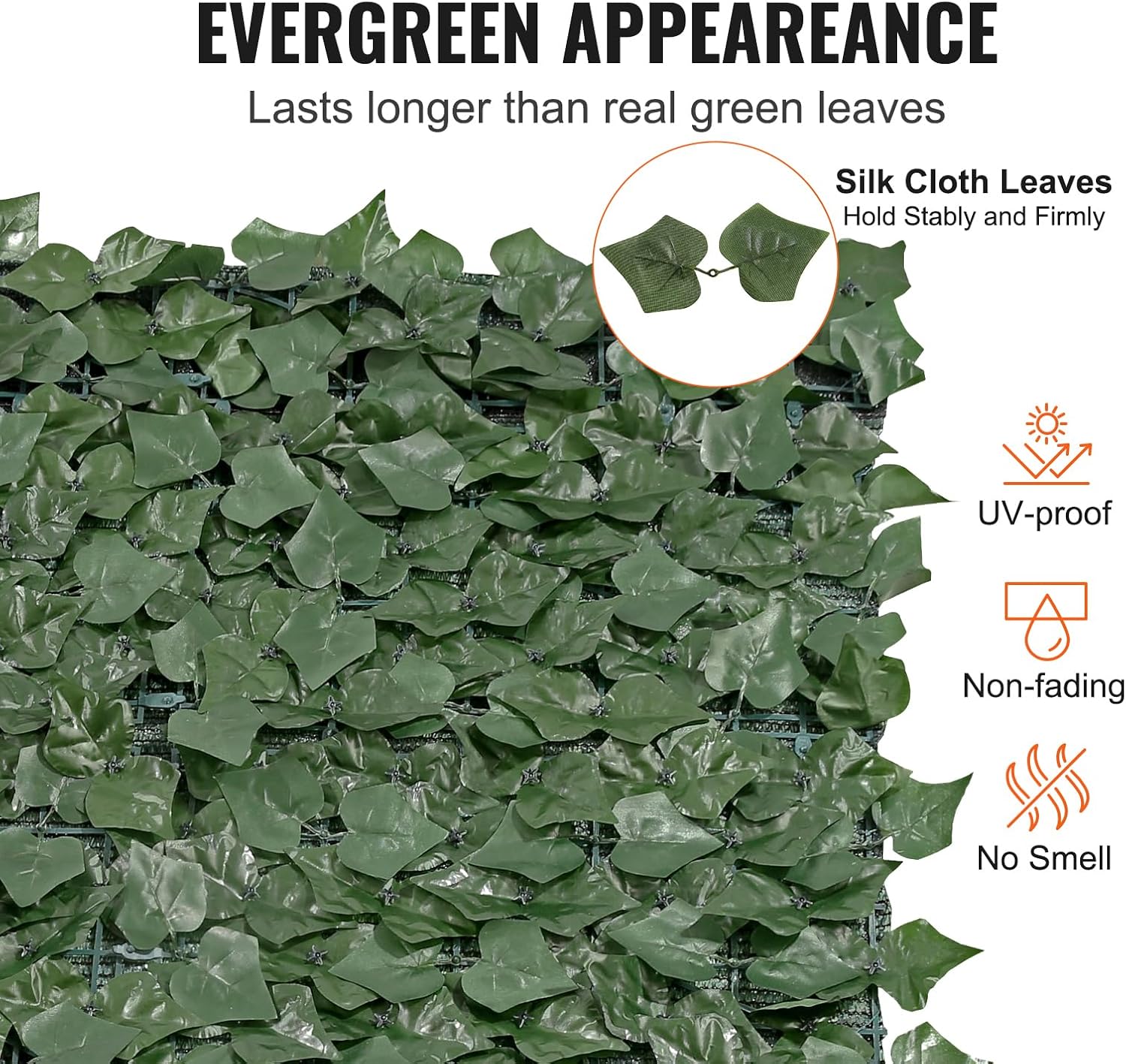 VEVOR Artificial Ivy Privacy Fence Screen, 59 x 158 in Faux Ivy Vine Leaf Hedges Fence, Greenery Privacy Fence with Mesh Cloth Backing, Green Wall Decoration for Outdoor Garden, Yard, Balcony