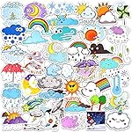 DETICKERS 50 PCS Cute Weather Stickers for Kids Waterproof Vinyl Cloud Stickers for Water Bottles Party Decorations