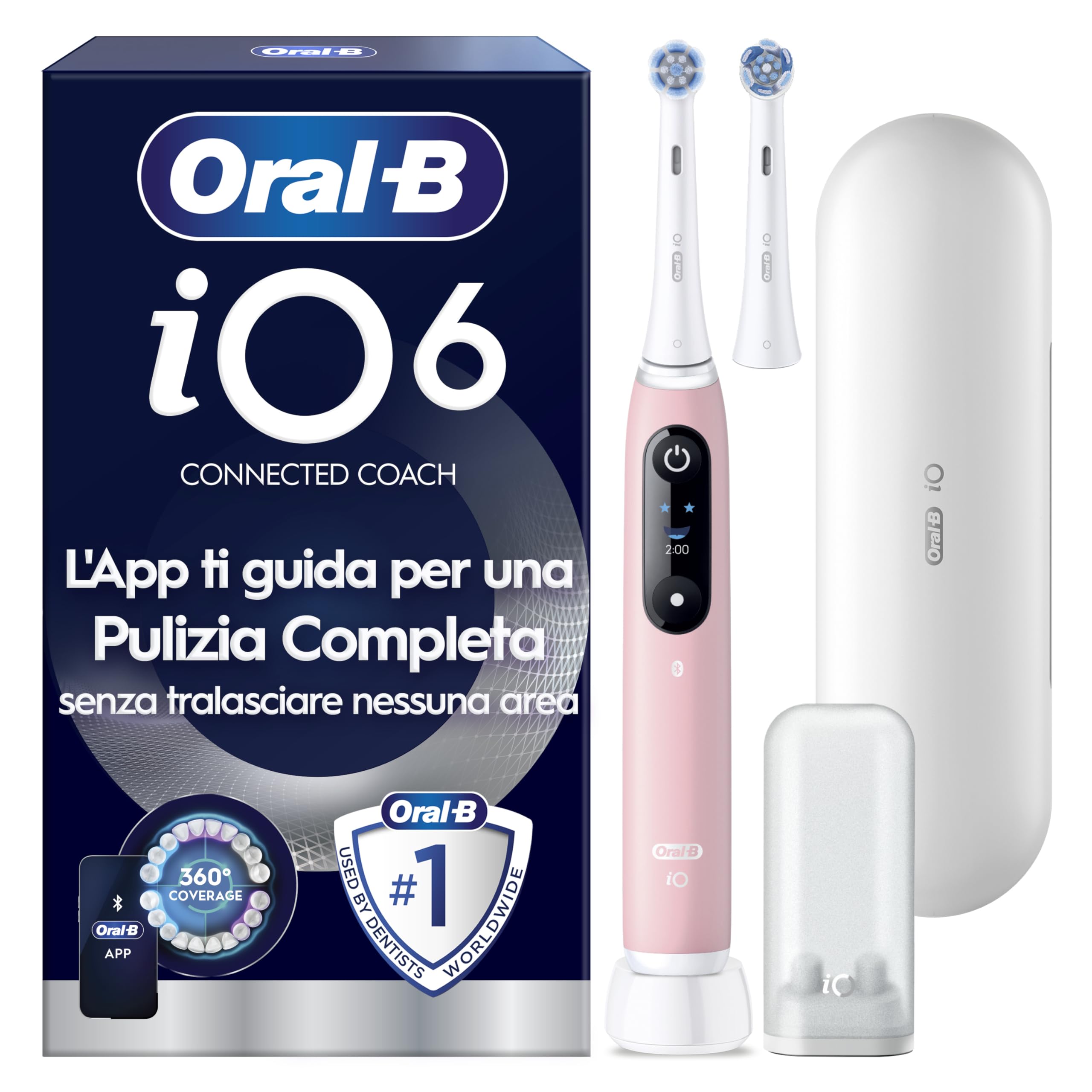 Oral-B Spazzolino Elettrico Ricaricabile iO 6N Rosa, 2 Testine Di Ricambio, 1 Custodia Da Viaggio. 1 Spazzolino
