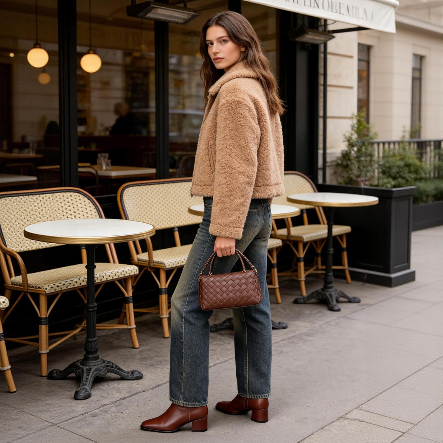 Eldof Low Block Heel Ankle Boots Women's Square Toe Chunky Heel Short Boots Side Zipper Heeled Chelsea Boots