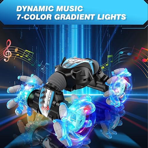 Miniatura 6 de Coche RC con música y luz colorida, 4WD Gesture RC Stunt Car, 2.4Ghz controlado a mano, transformación remota todoterreno, juguete eléctrico de